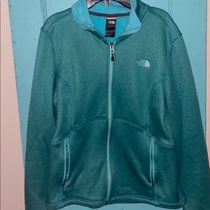 North Face zip up jacket turquoise size large
